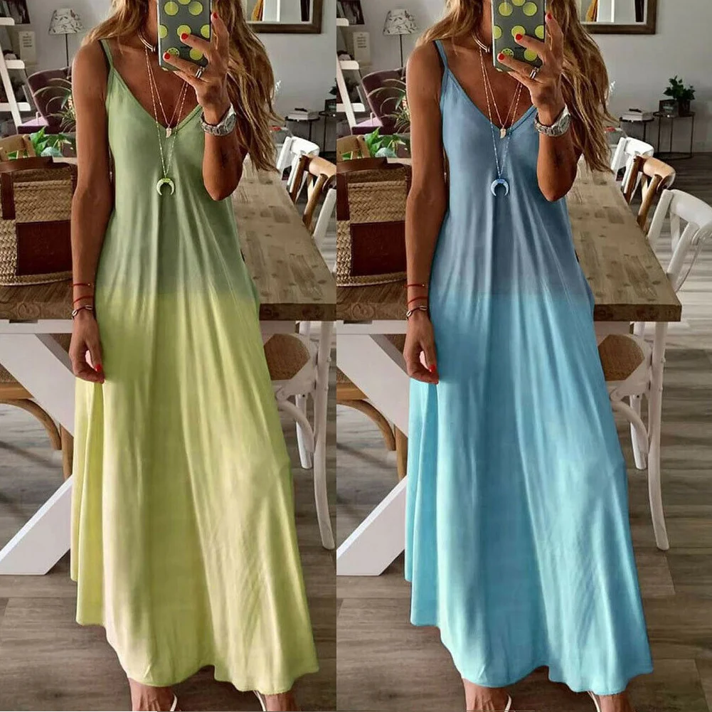 Женские летние длинные богемные платья Пляжные Макси-платья с v-образным вырезом