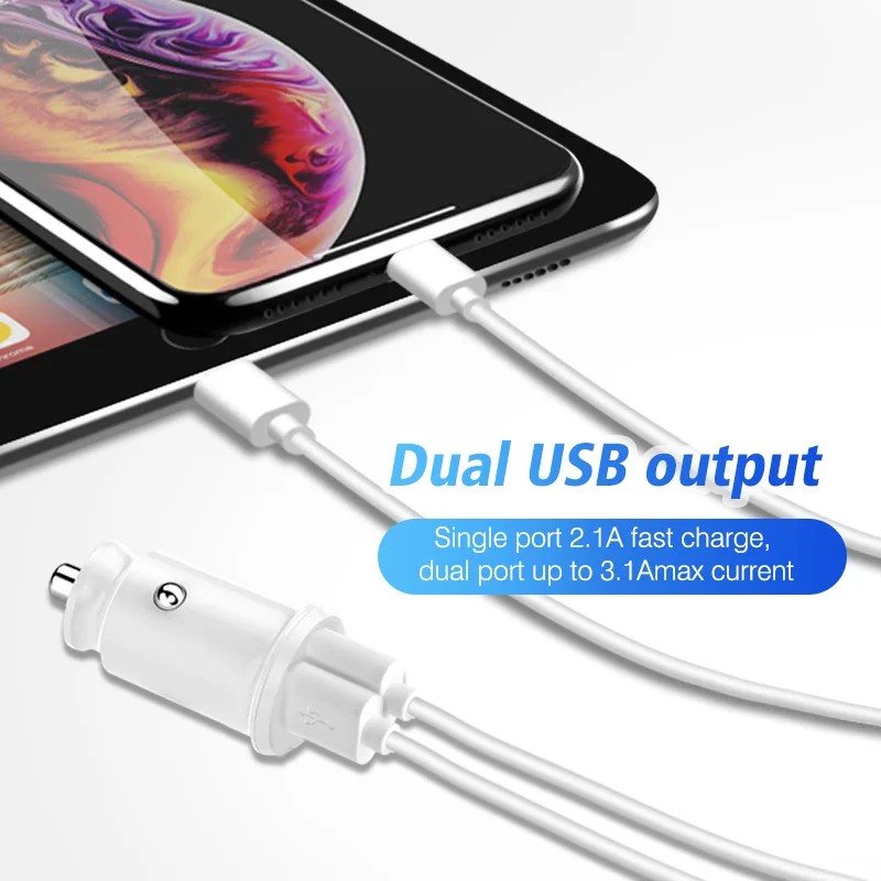 ANKNDO мини автомобильный телефон зарядное устройство двойной USB 2 порта мобильный телефон Зарядка адаптер 3.1A Быстрая зарядка для iPhone 11 Xiaomi 7 8 huawei