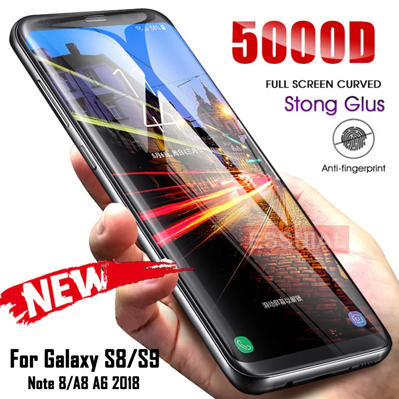 Изогнутое закаленное стекло 5000D для Samsung Galaxy S8 S9 Plus Note 9 8 Защита экрана A50 A8 A6 S7 Edge