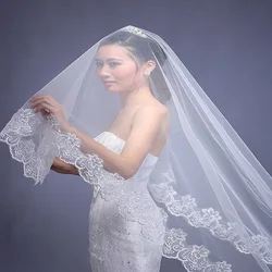 2021 New Wedding Cape Veil White Lace Edge Bridal Shoulder Veil Tulle Long Cape Shawl Trim Wedding Accessories 3Meters Width