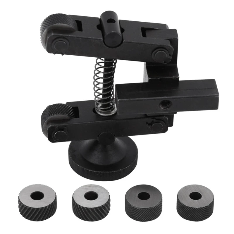 Knurling Tool Set Black Knurler Holder Linear Knurl Lathe Adjustable Shank With Wheels