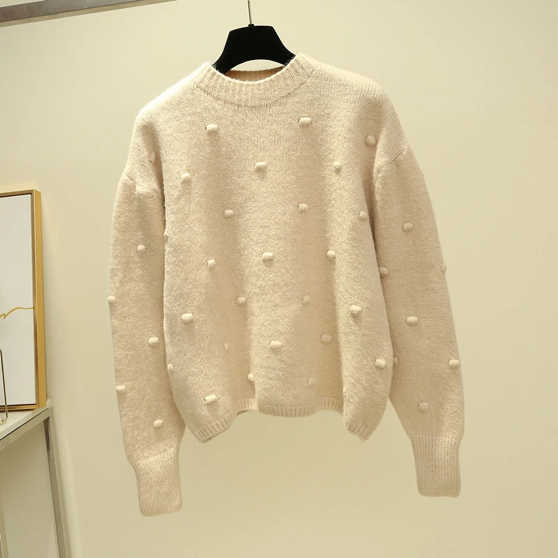 Осенне-зимний мягкий вязаный свитер с длинными рукавами и круглым вырезом, теплый Вязанный свитер, женские пуловеры для женщин, джемпер, одежда для женщин