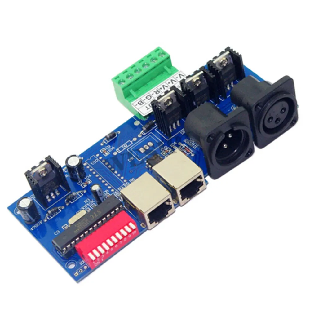 Постоянный ток 3 канала DMX512 декодер с RJ45 легко 3CH dmx RGB светодиодный контроллер Диммер привод для RGB Светодиодные полосы света