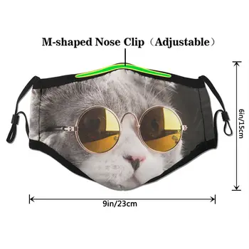 

Dust Masks Face Cover Many Times Using Cute Glasses Cat ,Washable And Reusable