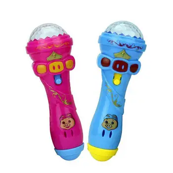 

GloryStar LED Light Up Night Flashing Projection Torch Shape Plastic Kids Children Toys Microphone flashing bar luminous toy LED