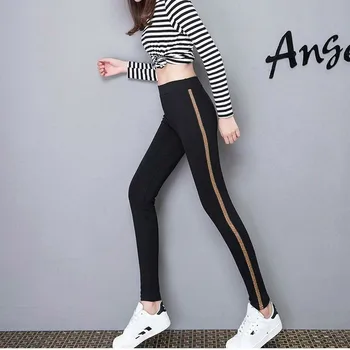 

Push Up Leggings High Waist Women Clothing 2020 Knitted Striped Casual Thin Ankle-Length Pencil Pants Plus Size Womens Leggings
