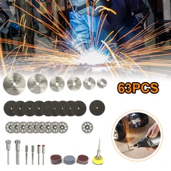 Disques de coupe en diamant HSS, 63 pièces, roue de meulage, lame de scie circulaire, travail du bois, métal, perceuse Dremel, outil rotatif, accessoires 