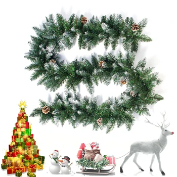 

2.7M Artificial Green Christmas Garland Wreath Christmas Pine Tree Rattan Decor Christmas Cane 2.7m PVC Encrypted Christmas Cane