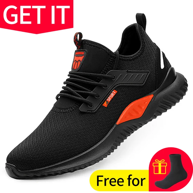 Work Safety Shoes Anti-Smashing Steel Toe Puncture Proof Construction Lightweight Breathable Sneakers Boots Men Women Air Light D6001 Work Shoes