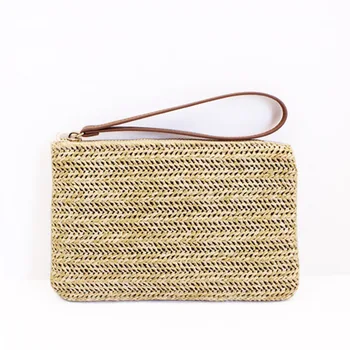

new Simple Straw Circular Square Women Shoulder Bag Handmade Woven Bohemian Handbag Summer Beach Lady Large Capacity Wicker Tote