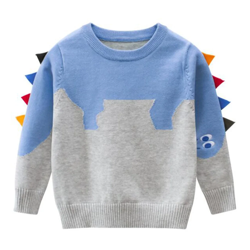 Blue Amya Baby/Коллекция года, осенне-зимние свитера для маленьких мальчиков пуловер с динозаврами, топы для мальчиков, одежда для детей, Детский свитер - Color: Blue