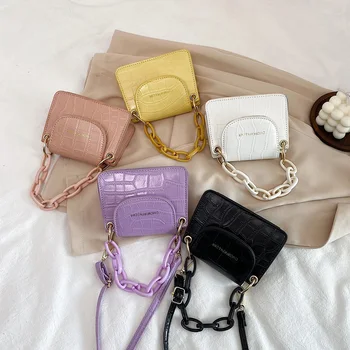 

Retro Alligator Small Shoulder Bags For Women 2020 PU Leather Mini Crossbody Female Acrylic Chain Bag Popular Simple Daily Bag