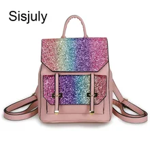 Sisjuly, блестящий кожаный рюкзак с блестками, Женский мини-рюкзак, женские рюкзаки с защитой от кражи, женский рюкзак для путешествий, Mochila Feminina