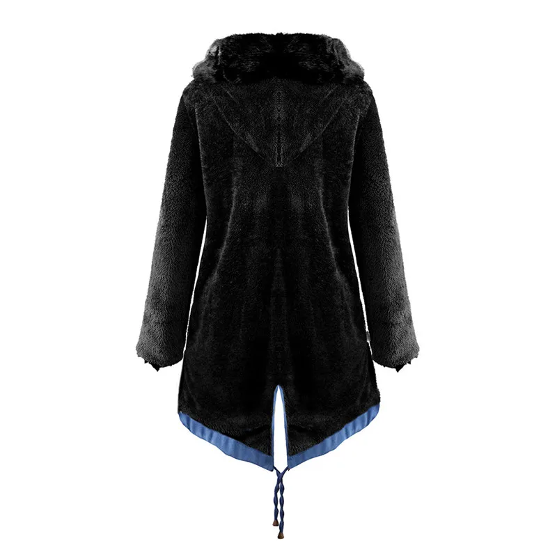 Winter big fur collar parka women Flocking Thicken Cotton Jacket Plus size Hooded Faux fur coat female Plus velvet Outerwear3049