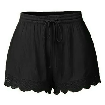 

Women Lace Plus Size 5xl scanties Skinny Sport Shorts Skinny Daily Gym Short Running Elastic High Waist Solid Shorts black pink