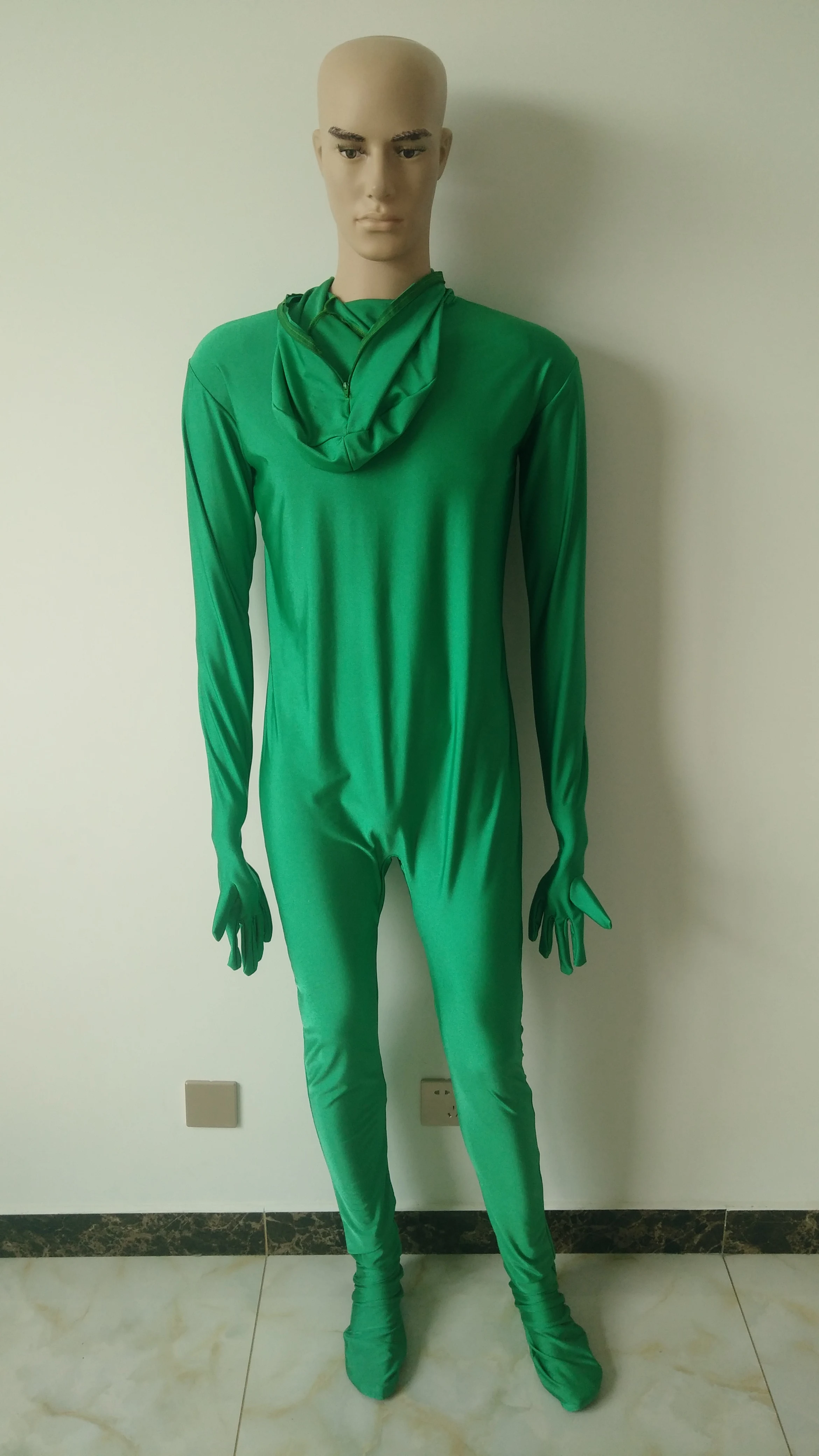 Детский зеленый костюм инопланетянина, спандекс, лайкра, зентай, костюм для сцены, костюм с молнией на промежности