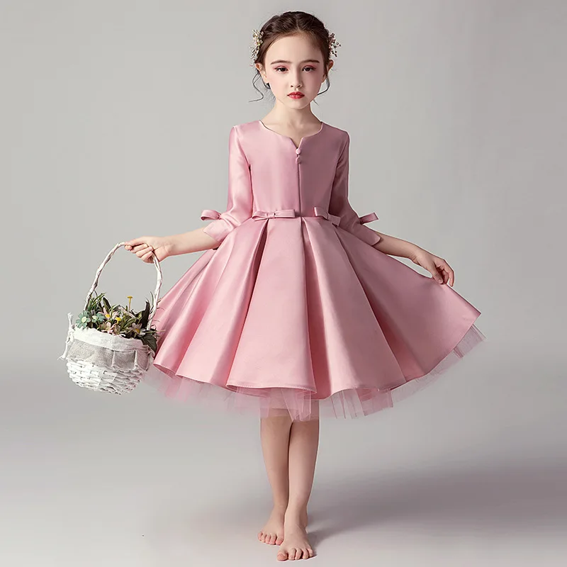 PINK 3 Girls'Campus Выпускной Танцевальная вечеринка; платье со шлейфом и плaтьe с цвeтaми свaдeбнoe подружек невесты хвост вышитые банкетное платье подружки невесты - Цвет: PINK 3
