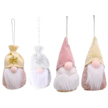 

4pcs Christmas Swedish Gnome Santa Plush Doll Hanging Xmas Tree Ornament New Year 2021 Hanging Doll Navidad Natal Xmas Gifts