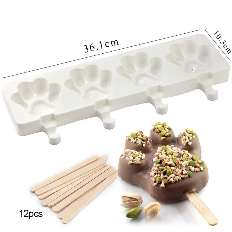 Details about   Silicone Molds Ice Cream Popsicle Makers Dessert Form With Wooden Stick Trays 