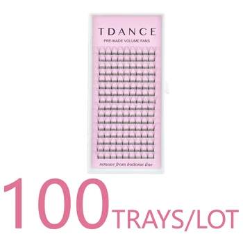 

TDANCE 100 TRAYS/LOT 16 Lines Short Stem Premade Lashes Russian Volume Eyelash Extensions Faux Mink Lash Extension