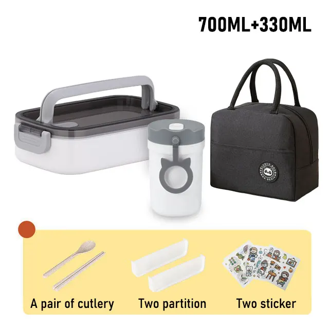 Lunch Box Thermal Food Container Bento Box Microwave Safe Lunchbox School Child Food Storage Kid's Lunch Box With Compartments w 700ml set bag