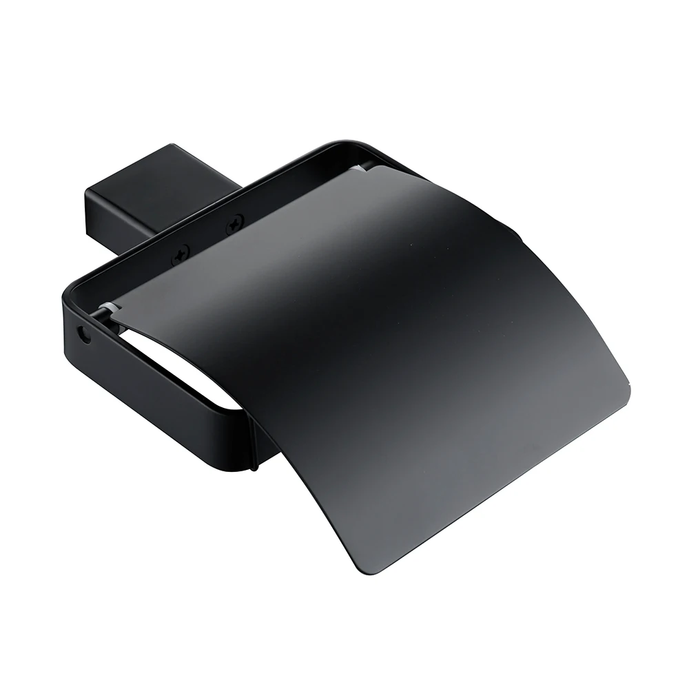 BagnoLux Stainless Steel Stowage Black Polished Chrome Simple And Beautiful Wall-mounted Bathroom hardware Toilet paper holder
