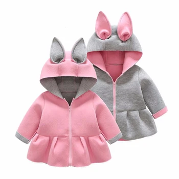 

Rabbit Ear Hooded Jacket for Girls Tops Clothes 2020 New Baby Kids Outwear Coat Cute Princess Long-Jackets Children Clothing