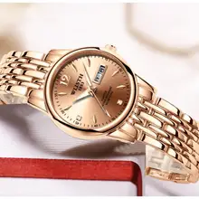 Розовое золото ЖЕНСКИЕ НАРЯДНЫЕ часы лучший бренд из нержавеющей стали модные женские наручные часы с календарем кварцевые часы Montre Femme Bayan Kol Saati