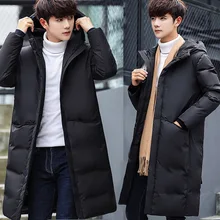 Классический мужской пуховик, длинный, плотный, мужской пуховик, теплый, белый, утиный пух, с капюшоном, мужская зимняя куртка для улицы