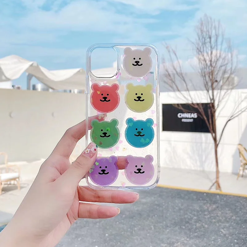 Милый цветной чехол с изображением медведя для iphone 11 Pro X XR XS MAX блестящий 7 8 Plus |