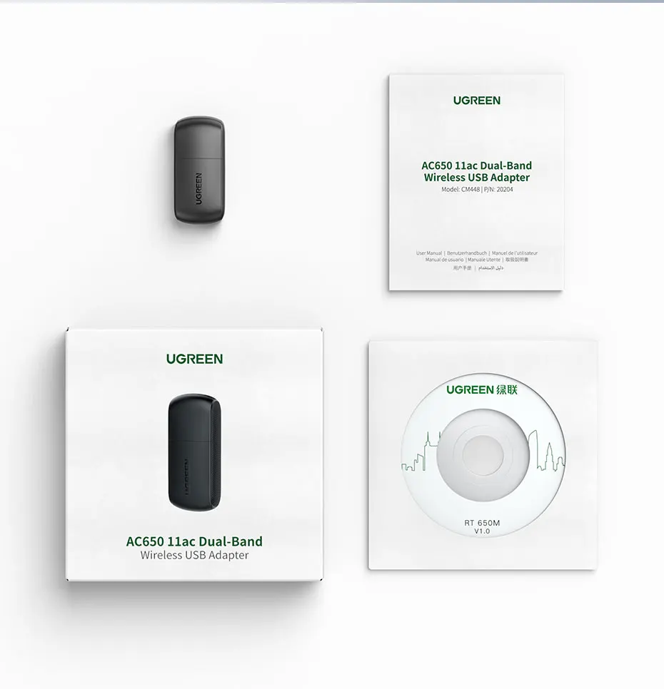 UGREEN WiFi Adapter 650Mbps 5Ghz&amp;2.4GHz Dual-Band USB
