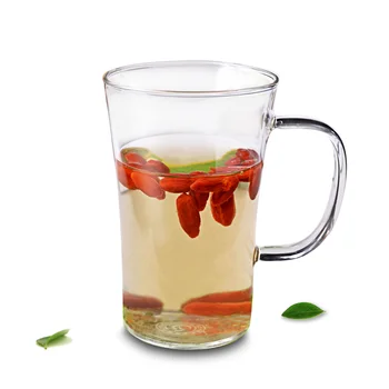 

4 pcs/lot 370ml Flower Green Tea Mug Heat Resistant Clear Glass Tea Cup