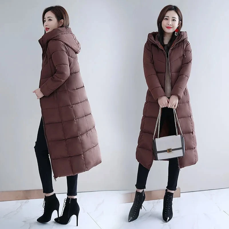 Women's Padded Jacket 2023 New Padded Winter Jacket Women's Down Cotton Thick Winter Long Padded Jacket Long Over The Knee