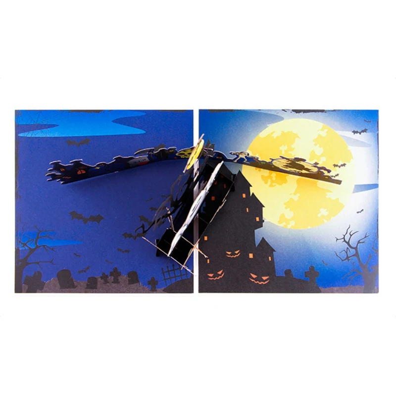  New 3D Popup Halloween Card Trick Or Treat Greeting Card Color Printing Pumpkin And Ghost Invitatio - 4000378474154