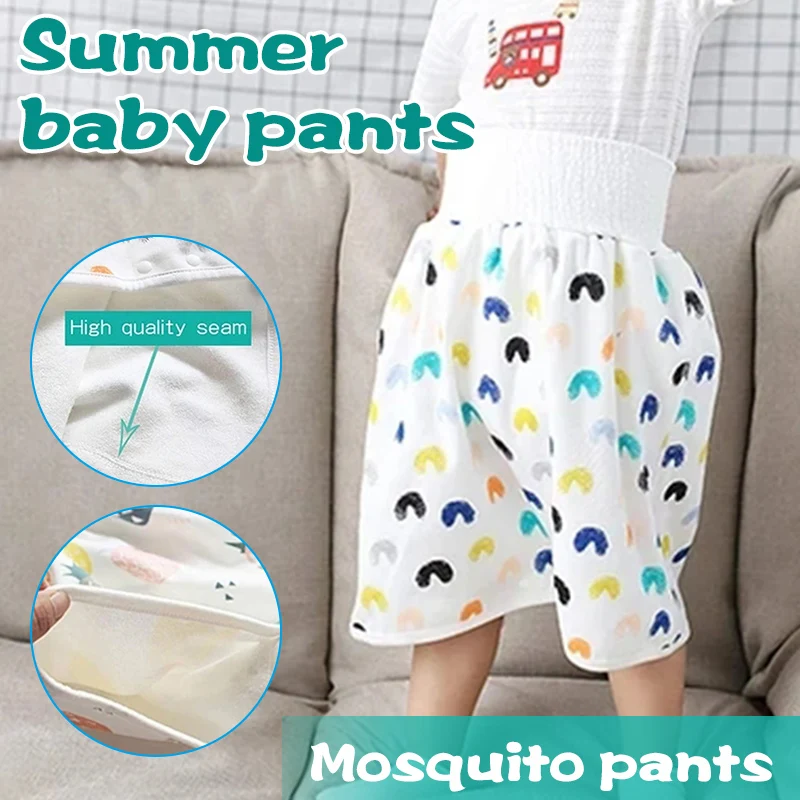 Comfy Waterproof Diaper Skirt Shorts 2 in 1 Waterproof and Absorbent Shorts for Baby Toddler Washable Reusable Urine Pad 