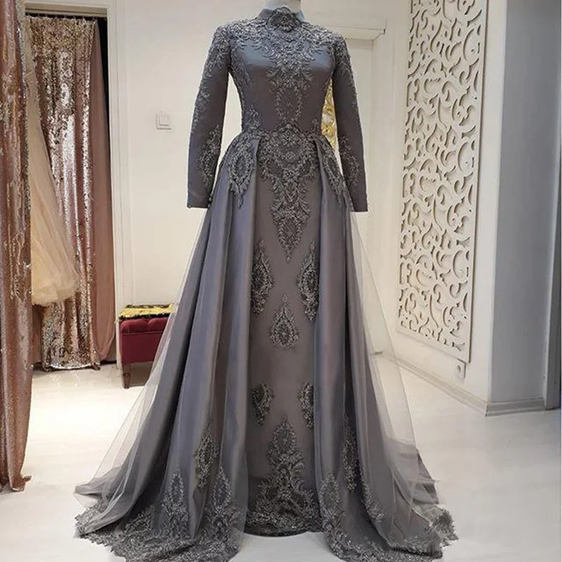 Серые длинные вечерние платья русалки 2019 вечерние платья в арабском стиле для женщин формальный вырез сердечком бисер обертывание