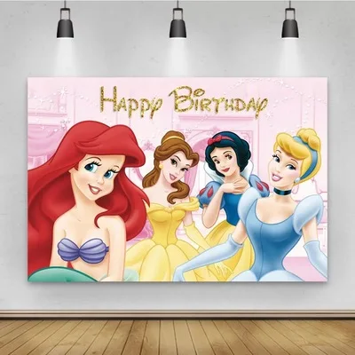 ディズニーのプリンセスとパーティーの背景 125x80cm 偽物の花 子供の誕生日のための 背景 風船 アクセサリー Aliexpress