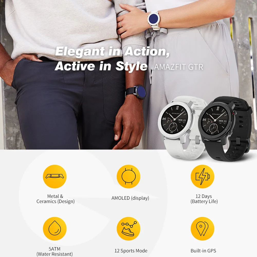 Глобальная версия Huami Amazfit GTR 42 мм смарт часы водонепроницаемые умные часы 24 дня 42 мм gps и ГЛОНАСС сердечный ритм для Android IOS