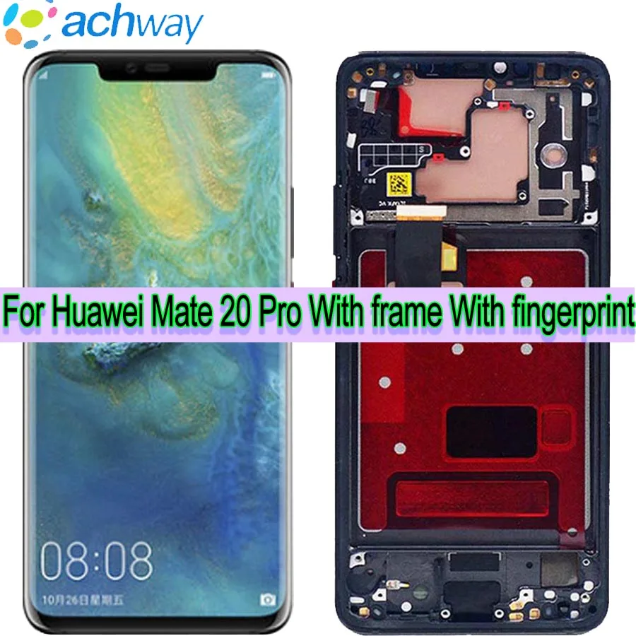 AMOLED для Huawei Mate 20 Pro дисплей экран сенсорный дигитайзер с рамкой отпечатком пальца