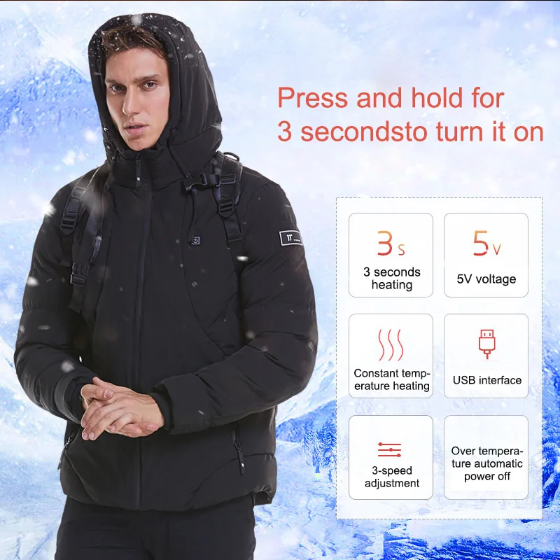 Aolamegs Зимняя куртка USB умная зарядка нагревательная куртка карбоновые парки термостатическая одежда зимняя тепловая одежда
