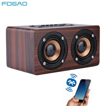 

FDGAO Portable Bluetooth Speaker Retro Wooden HIFI Wireless Dual Speaker 3D Surround Subwoofer Speaker Support TF MP3 Player