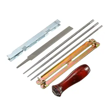 

7pcs Portable Chanisaw Sharpening Kit Professional Steel Round Files Flat File Guide Bar Durable Sharpener Tools
