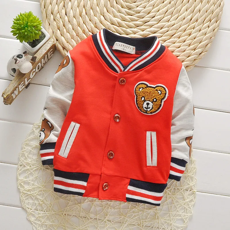 Г. Весенне-осенний Детский кардиган, детская одежда для мальчиков и девочек бейсбольная трикотажная детская модная куртка - Цвет: E03-Red