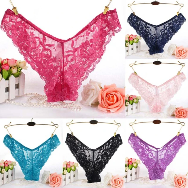 5 Pcs/lot) Ladies Soft Lace Thong Women's Panties Bandage Waist Plus Size  Underwear Women S M L XL XXL XXXL