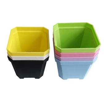 

14 Pcs Plastic Thicken Square Flower Pots Home Garden Office Succulent Plant Pot Candy Color Greenhouse Nursery Pots 10cm*10cm