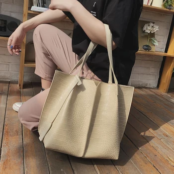 

Simple Large Female Handbag 2019 New Wave Fashion Large capacity Tote bag High quality PU leather Wild Shoulder bag Bolsos Mujer