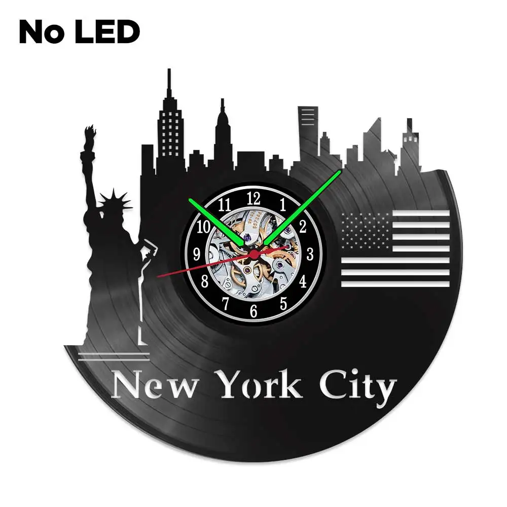 MCDFL New York City Wall Clock with Backlight Modern 3d Watch Home Design Quartz Clock Mechanism Bedroom Decoration Living Room 