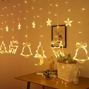 

Elk Bell String Light LED Christmas Decor For Home Hanging Garland Christmas Tree Decor Ornament 2020 Navidad Xmas Gift New Year