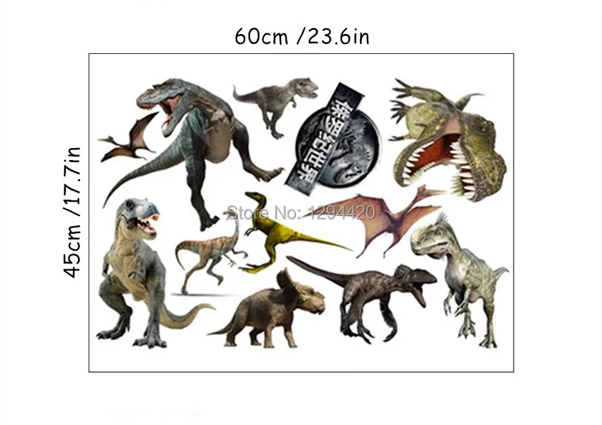 Динозавр настенные художественные наклейки животное Юрского периода мир мультфильм 3d Виниловые наклейки детская комната детские украшения diy аниме плакат 60*45 см