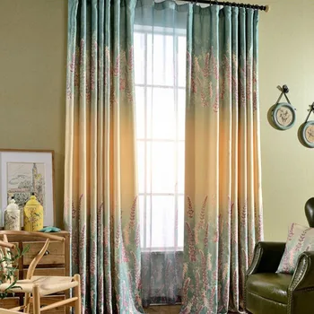 

Purple Lavender Printed Insulation Curtains For Living Room European American Style Floral Screens Window Kitchen Panel